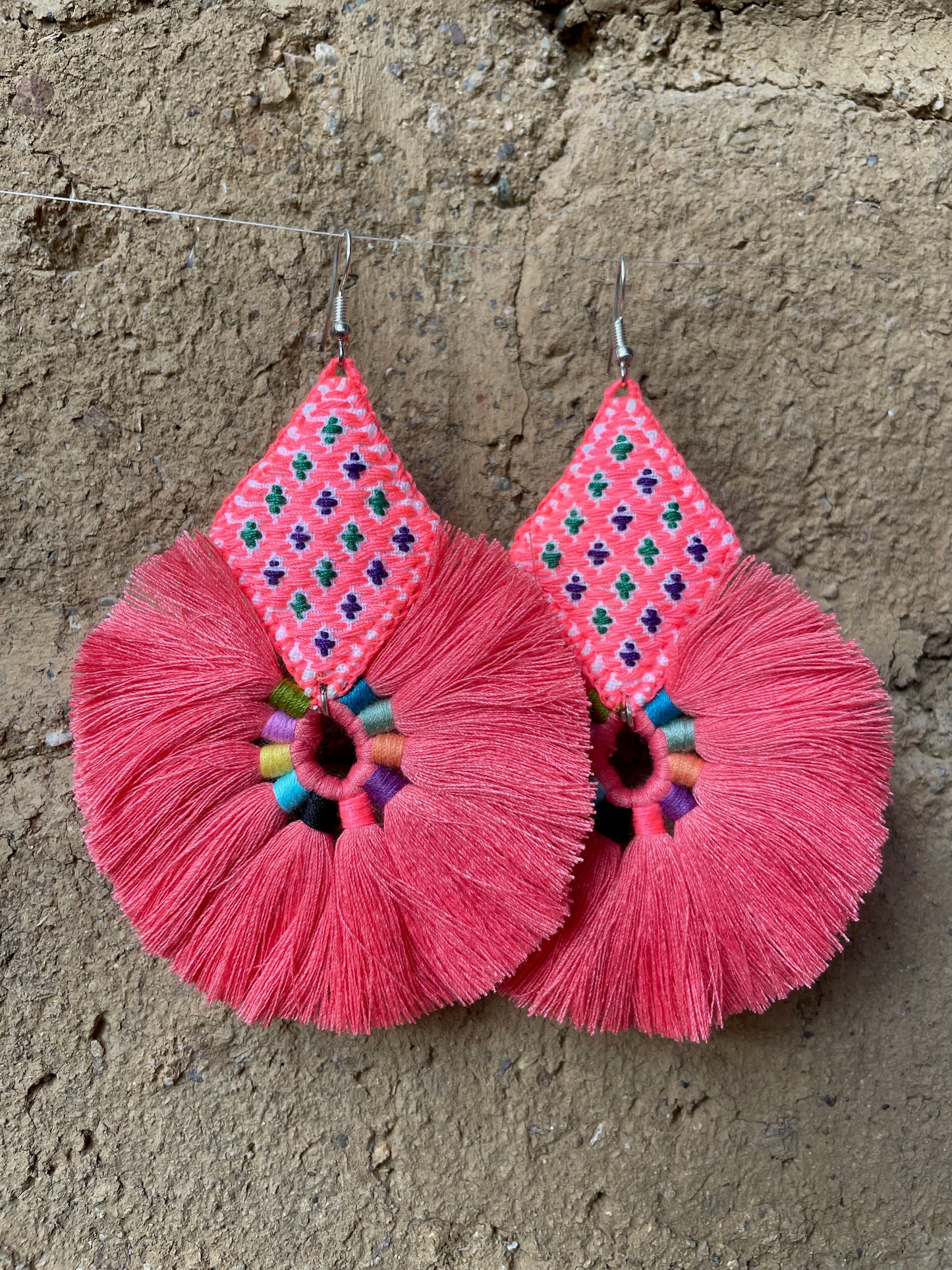 Circulo: Hand-Embroidered, Mayan Artisan Earrings