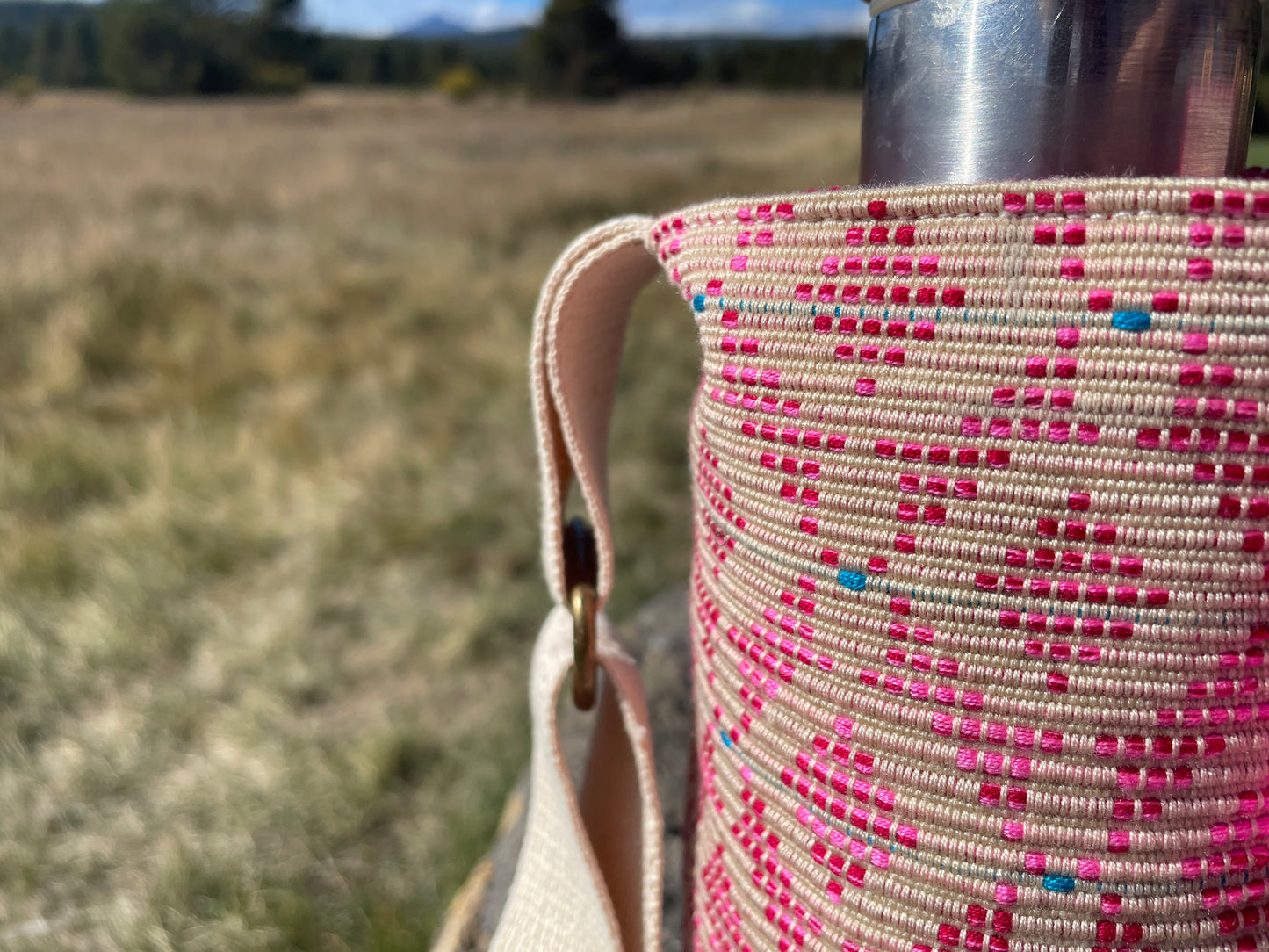 Handwoven Water Bottle Holder with Adjustable Strap