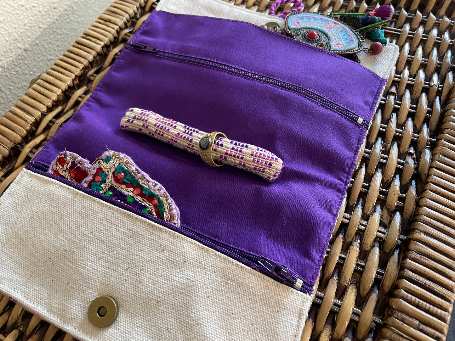 Handwoven Artisan Compact Jewelry Organizer