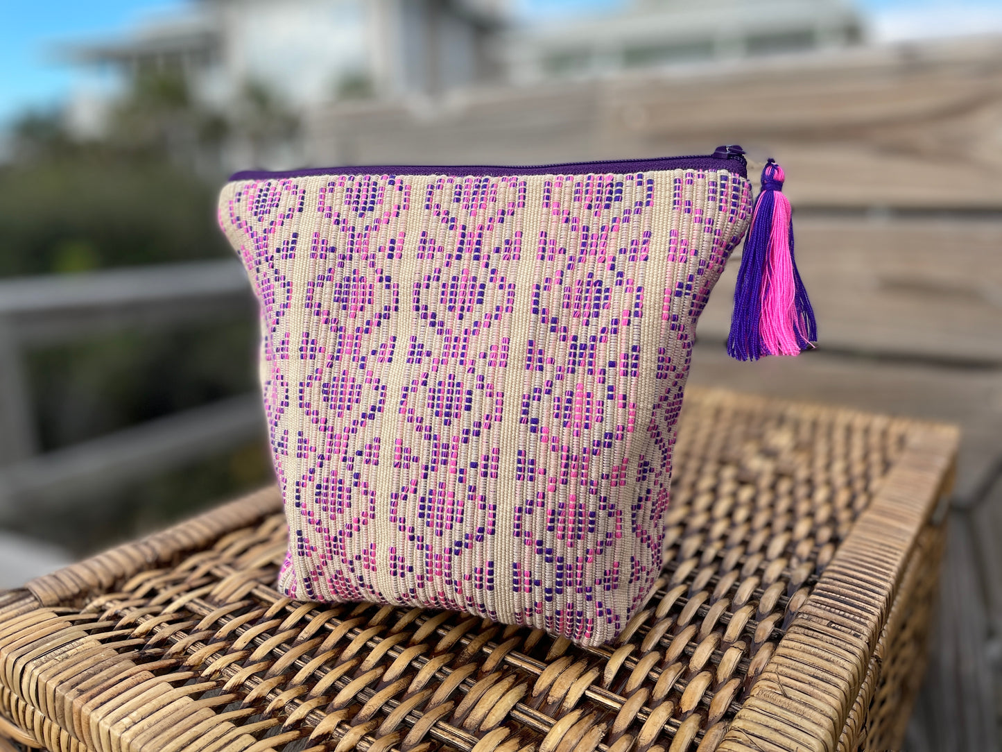 Handwoven Artisan Travel Pouch, Cosmetics and Make Up Bag