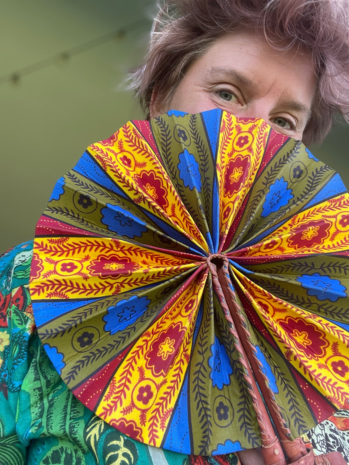 African wax print artisan fan