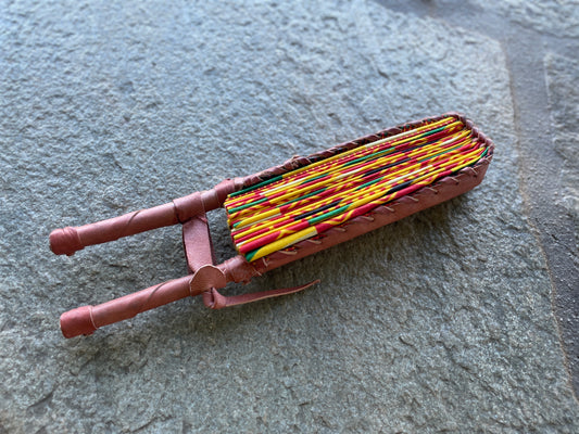 African Wax Print Leather Handmade Fan