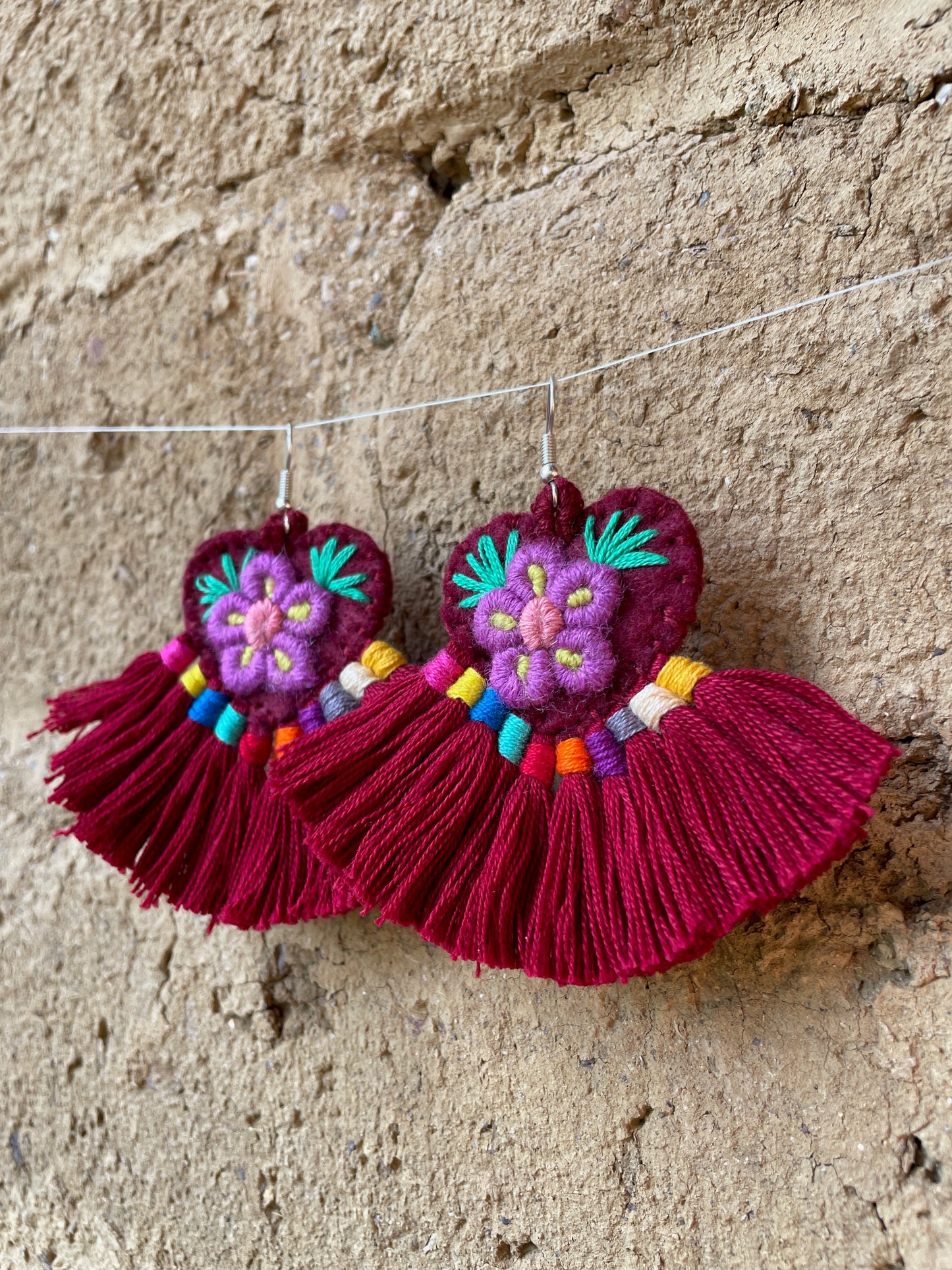 Flores - Hand Embroidered Mayan Artisan Earrings