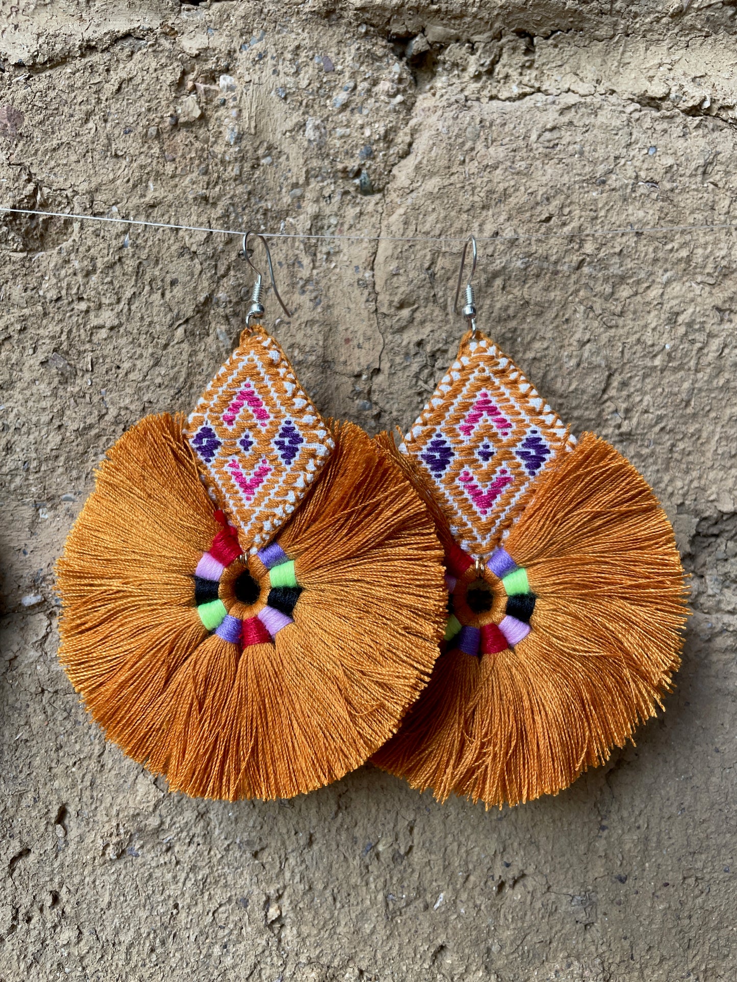 Circulo: Hand-Embroidered, Mayan Artisan Earrings