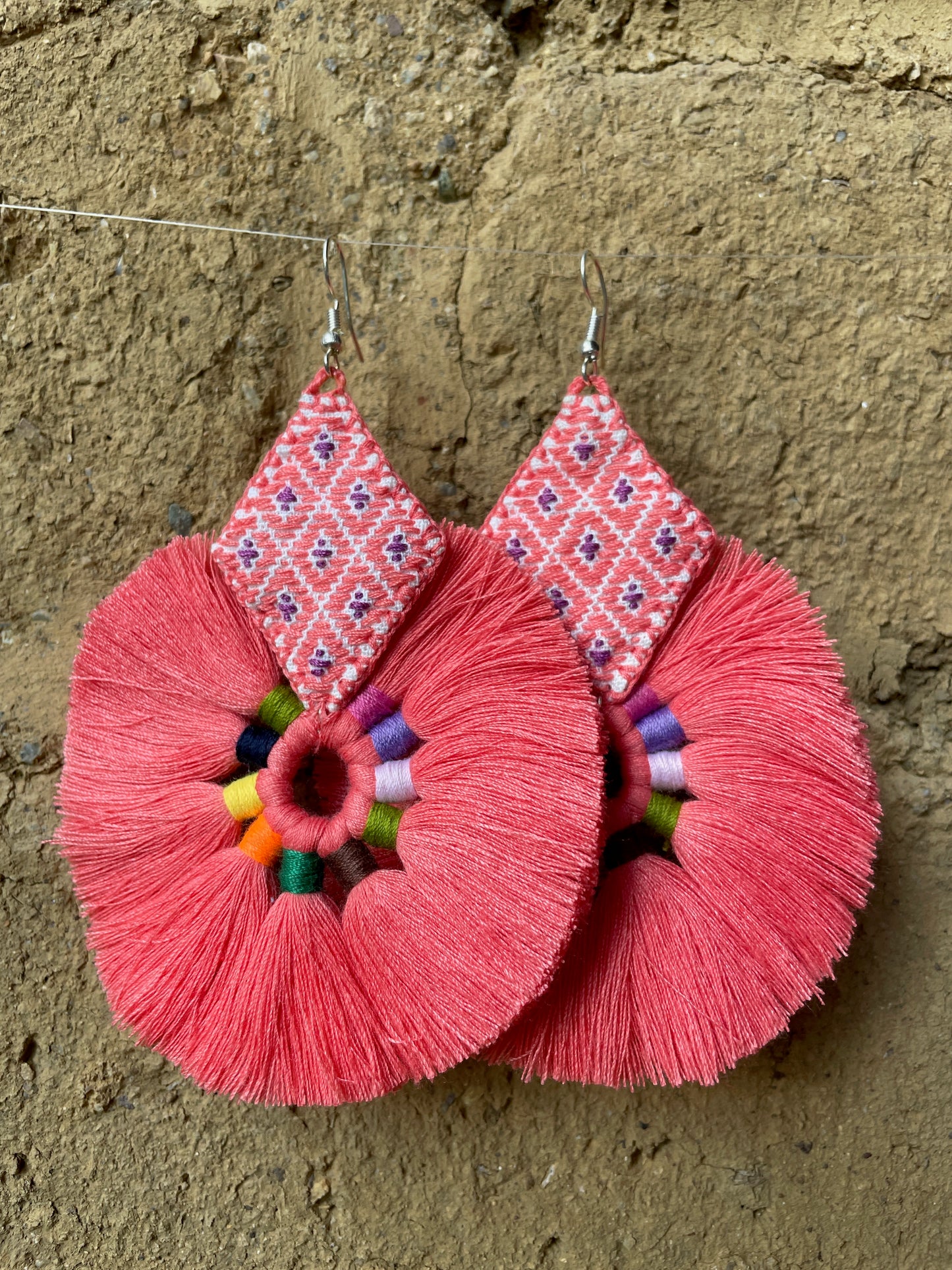 Circulo: Hand-Embroidered, Mayan Artisan Earrings