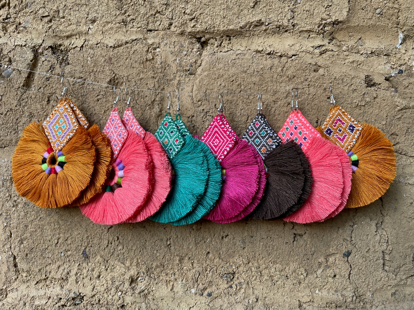 Circulo: Hand-Embroidered, Mayan Artisan Earrings